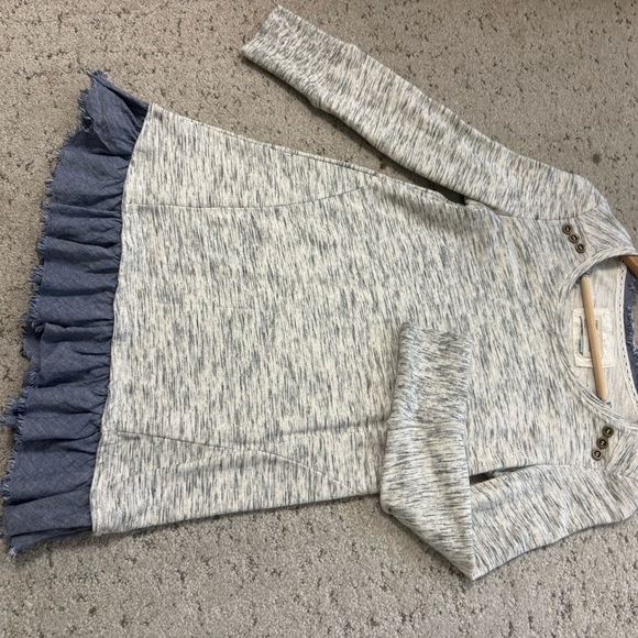 Saturday Sunday (Anthropologie) XS mint EUC cond Elegant Heathered Top w denim - Picture 10 of 14